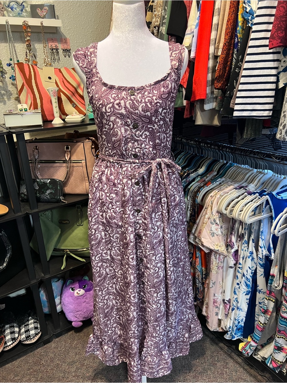 Sacred Threads Lavender Paisley Sleeveless Maxi Dress